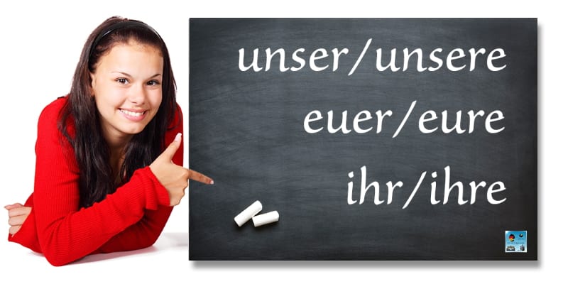 Pronombres posesivos en alemán: unser, euer, ihr